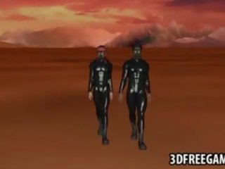 Seksual 3d multik gyzyl saçly feature sucks on a hard gotak