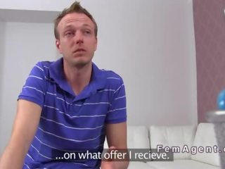 Female agent goddess bangs in stockings in casting