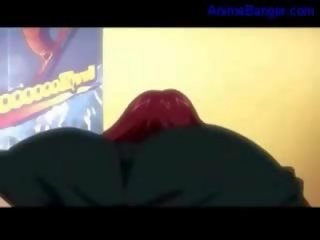 Prsatá mademoiselle na koni na chlapec v prdeli v psí creampie na the lůžko