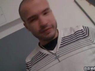 Plump chick enjoys his hard meat