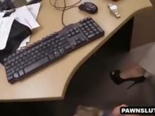 Busty Brunette deity Showing Her Tits At The Pawn Shop
