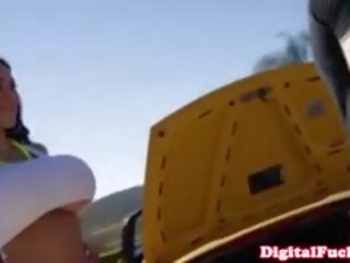 Latina gets her nyenyet pants ripped to accept a long prick