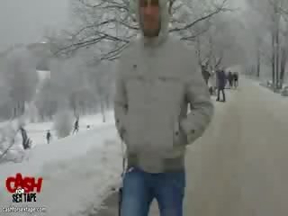 Gorgeous couple porn Nature in winter
