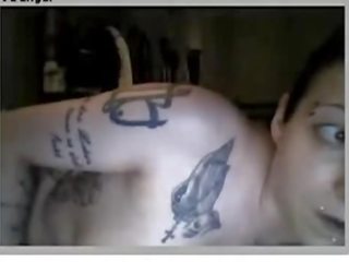 Shaven Tatoo Chick shows Her Stuff On Omegle