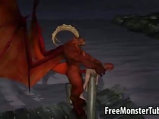 3d 漫画 孩儿 得到 性交 在户外 由 一 winged demon