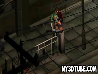 3d beauty gets fucked outdoors by the green lantern