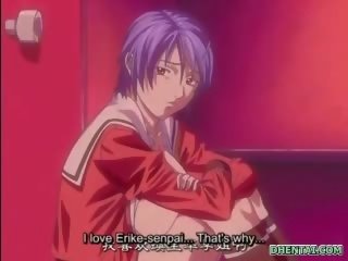 Anime uly emjekli talyp gets her soçniý emjekler licked by schoolboy