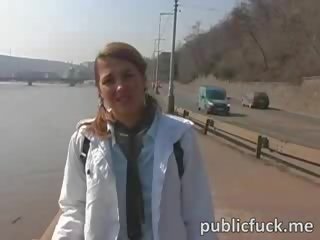 Beauty chick gets fucked in the streets of Czech Republic to get some money