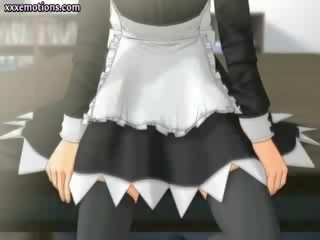 Seductress animated maid gives blowjob