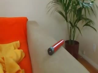 Turned on fairhair making dildo movie
