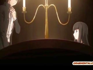 Busty hentai coed hot poking in the dark night