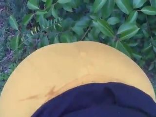 Ebony chick sucks on prick outside of the park