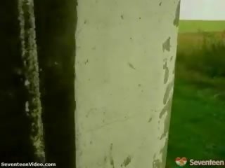 Perky Blonde Teen Getting Off Outside