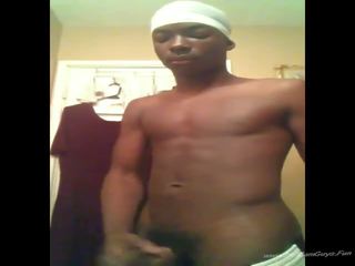 Pleasant Black Twink Stroking His Big dick