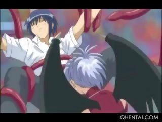 Busty Hentai Maid Riding manhood On The Table In Gangbang