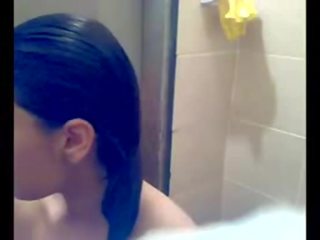 Pakistani lassie showering on home film alone