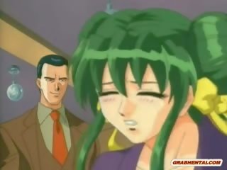 Lidhur me zinxhir hentai me bigboobs duke thithur të saj healer johnson dhe