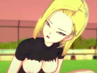 Android 18 女牛仔 騎術 直到 巨大 體內射精 - 龍 球