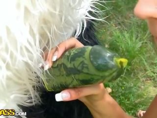Inviting strap on fuck with young artist outdoor movie