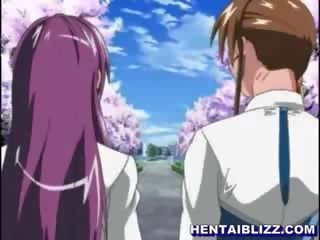 Elite blonde hentai chick with big round tits riding penis