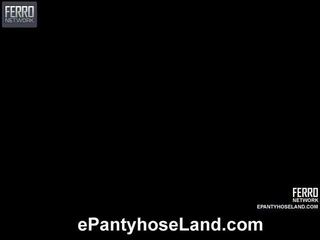 못된 스타킹 더러운 비디오 장면 제시 로 epantyhose 토지
