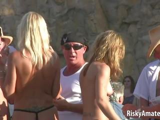 Bunch Of Dilettante Prostitutes Having Batty And inviting Inside Public