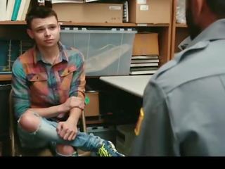 Twink Shoplifter guy Barebacked by Security