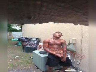 Neighbors Watch teen Handsomedevan stroke his peter in the rain