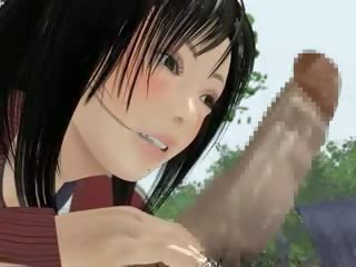 Sweet 3D Hentai adolescent Suck prick Outdoors