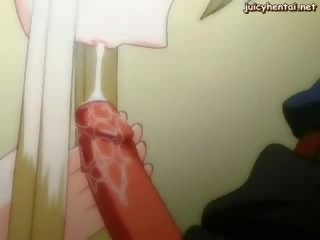 Аніме білявка справи мінет і тертя a phallus