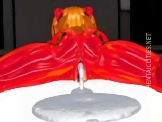 Lascivní 3d anime ulice dívka sání tentacles