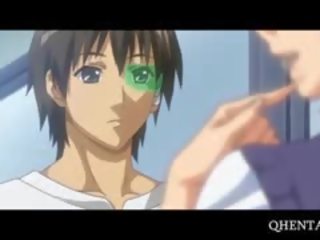To ngực hentai yêu liếm và fucks khổng lồ thành viên