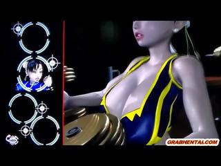 Busty 3D anime gets fingered pussy and handjob putz