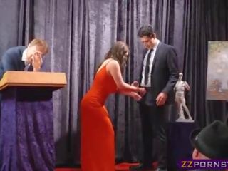 Two dudes won a pornstar at an auction time for DP xxx film