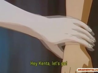 Tied anime talyp poked from behind by pervert