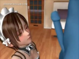 Kočička vyprštěná anime pokojská foukání monsters šachta