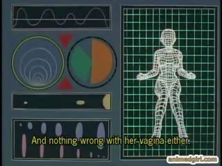 Tón ms svázaný nahoru v a gynaecological židle a robot tentacles v prdeli